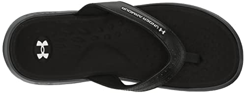 Under Armour Women's Ignite Marbella Flip Flop, (001) Black/Black/White, 7, US
