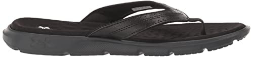Under Armour Women's Ignite Marbella Flip Flop, (001) Black/Black/White, 7, US