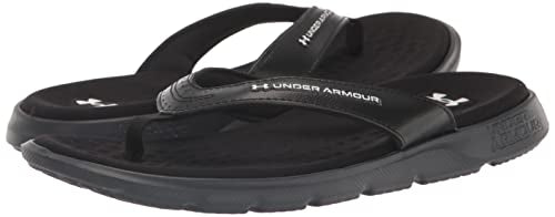 Under Armour Women's Ignite Marbella Flip Flop, (001) Black/Black/White, 7, US
