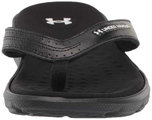 Under Armour Women's Ignite Marbella Flip Flop, (001) Black/Black/White, 7, US