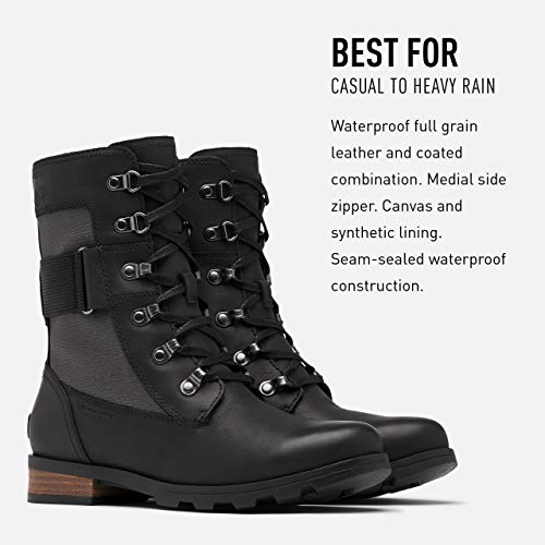 Sorel Women's Emelie Conquest Boot - Light and Heavy Rain - Waterproof - Black - Size 9