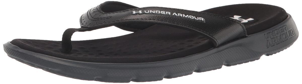Under Armour Women's Ignite Marbella Flip Flop, (001) Black/Black/White, 7, US