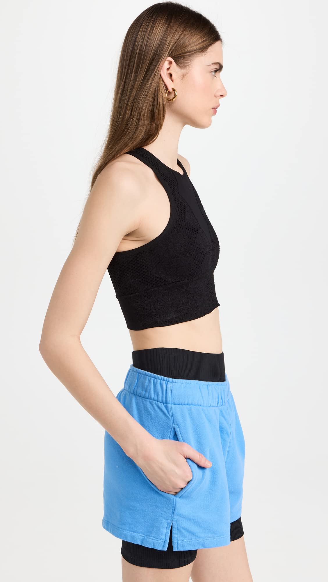 Free People Women's Floral Every Single Time Tank, Black, S