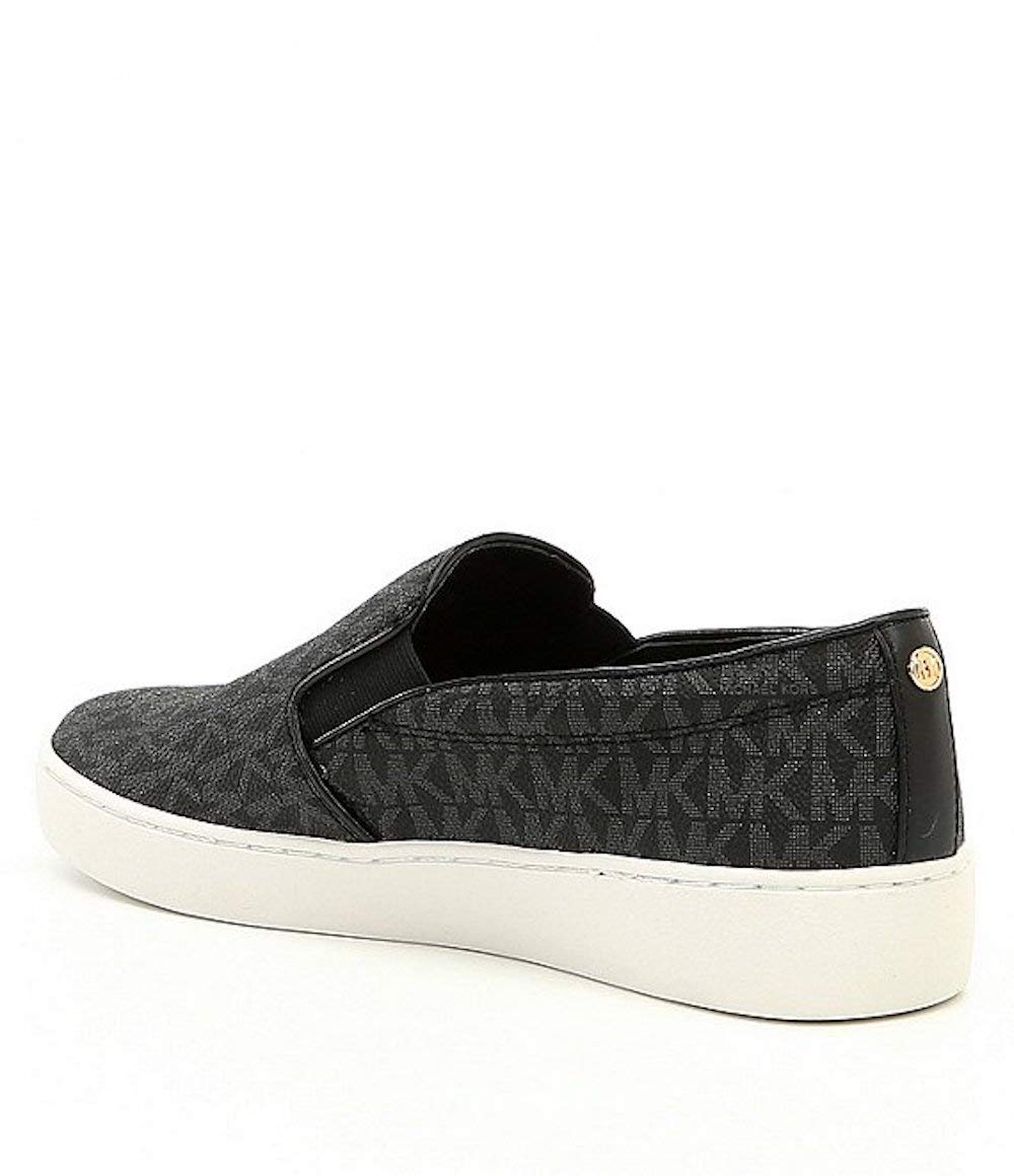 Michael Kors Women's Moccasin Espadrille 9 Black Mini Mk Logo Coated Canvas/Suprema Nappa Sport