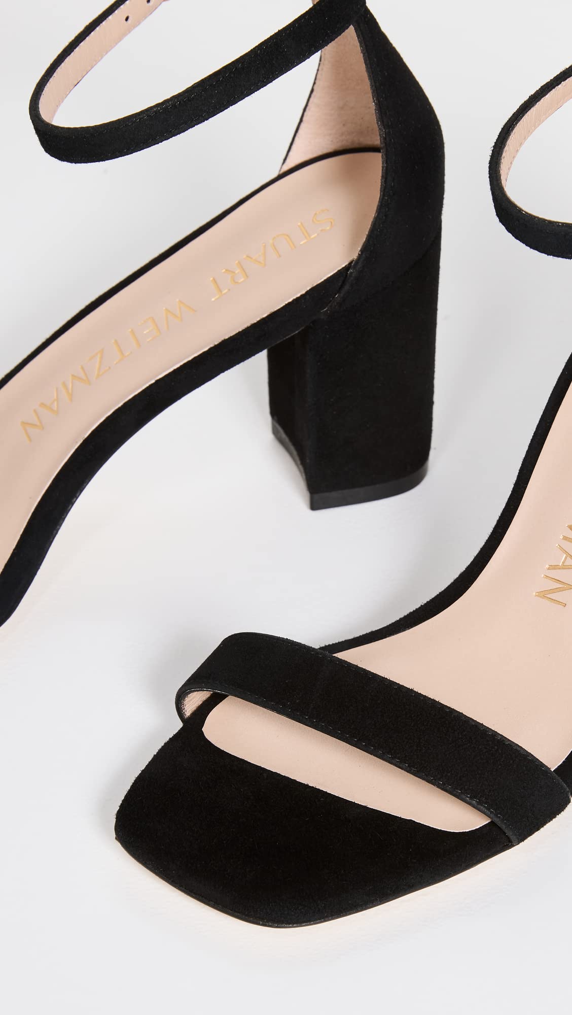 Stuart Weitzman Women's 75mm Nudist Curve Block Sandals, Black, 6.5 Medium US