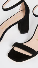 Stuart Weitzman Women's 75mm Nudist Curve Block Sandals, Black, 6.5 Medium US