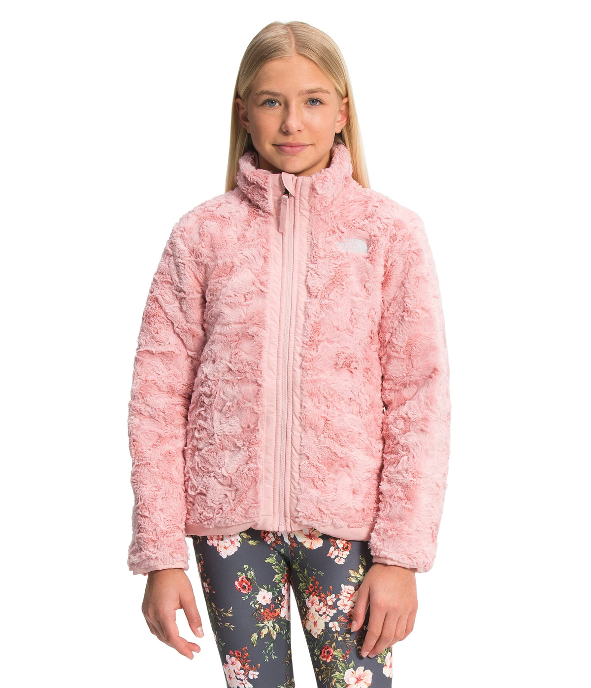 THE NORTH FACE Girls' Reversible Mossbud Swirl Jacket, Peach Pink, X-Large