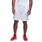 Champion Men's 9" Classic Mesh Short, Standard Fit, Lightweight, Available in Regular and Big & Tall, White-C Patch Logo, Medium