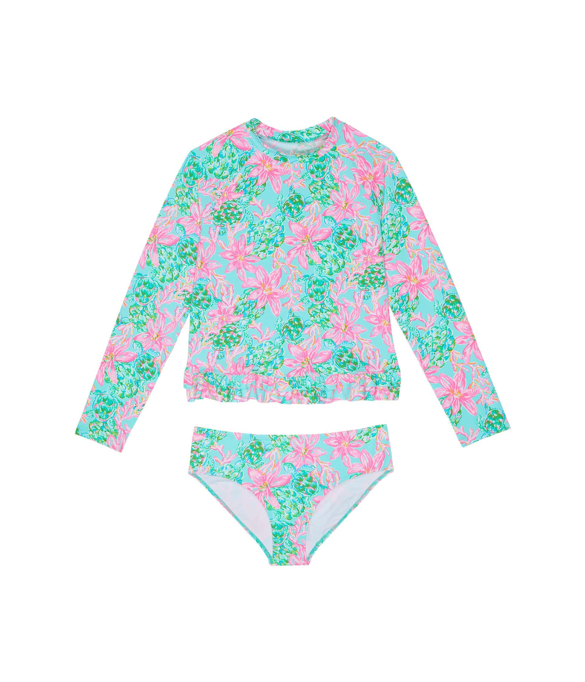 Lilly Pulitzer Girl's Ansley Rashguard Set UPF (Toddler/Little Kids/Big Kids) 8 Surf Blue